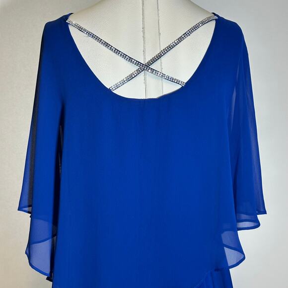 NWT MSK Blue Rhinestone Trim Popover Sheath Dress Formal Party Womens Size Small - Picture 7 of 12